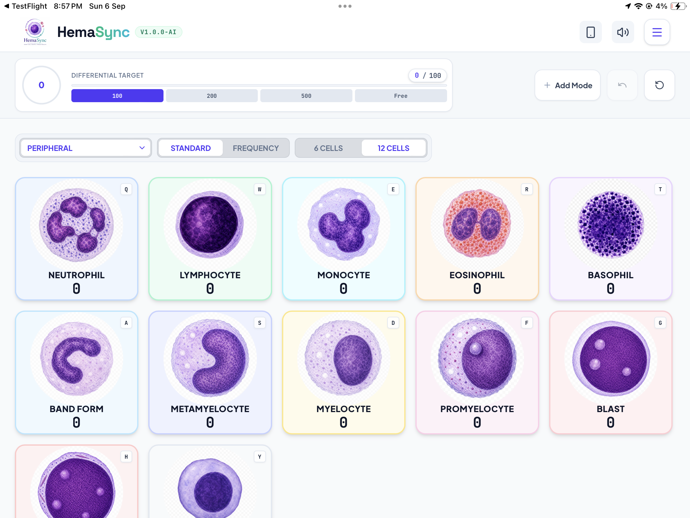 Preview of the HemaSync cell counter interface on iPad