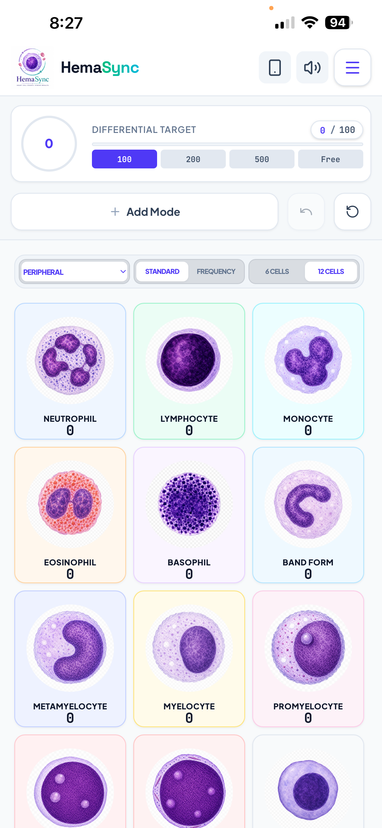 Preview of the HemaSync cell counter interface on iPhone